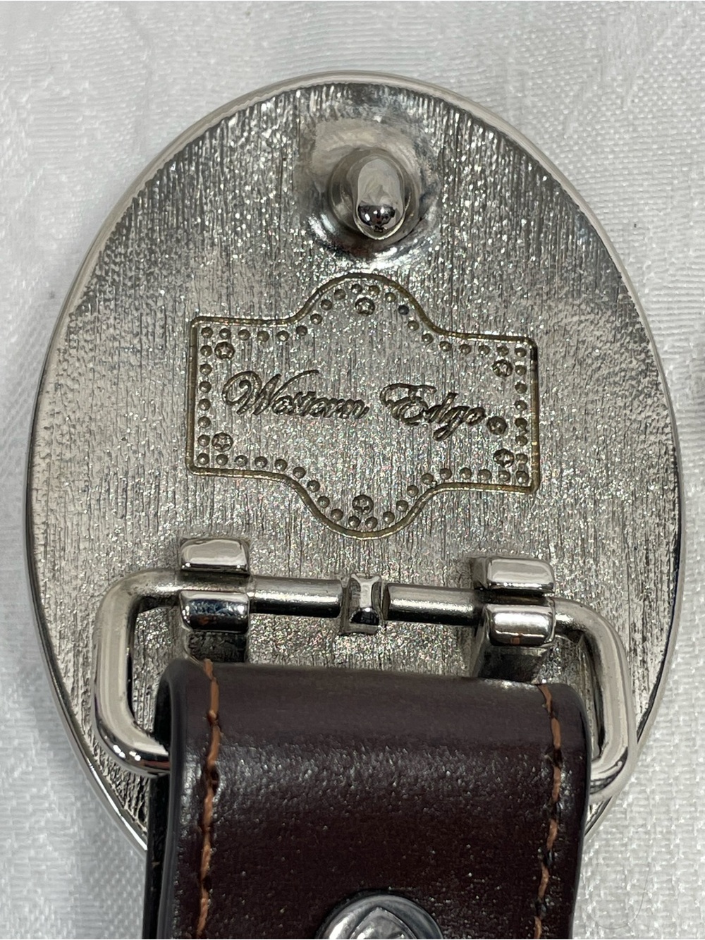 Ariat Brown Leather Western Belt with Silver and Gold Oval Buckle - Picture 9 of 14